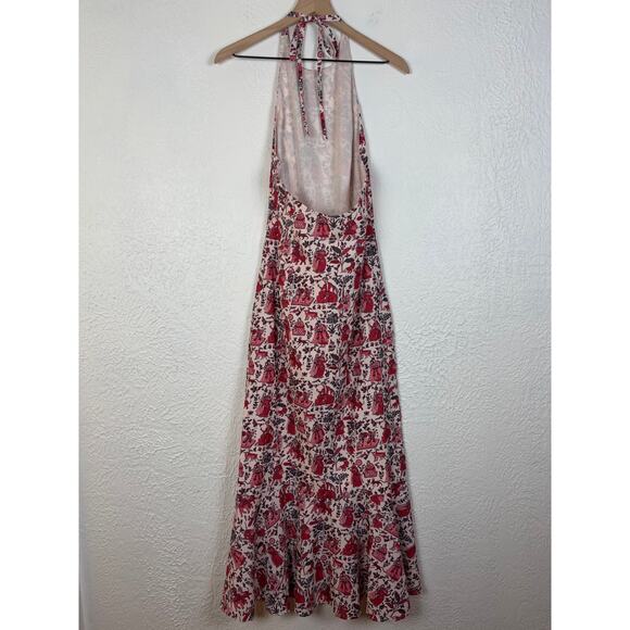 Rhode Florence Toile Printed Crepe Halter Neck Midi Dress NWOT Size 6 - Picture 4 of 6